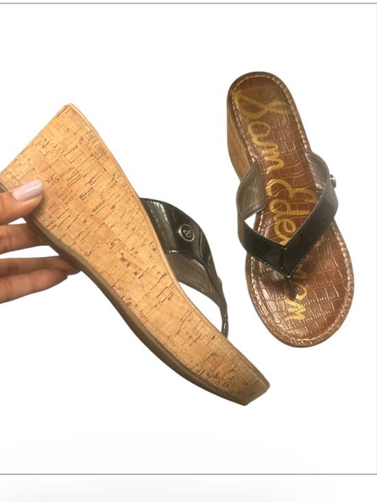 Sam Edelman Shoes - Sam Edelman Romy Metallic Bronze Platform Cork Wedge Thong Sandals Size 7